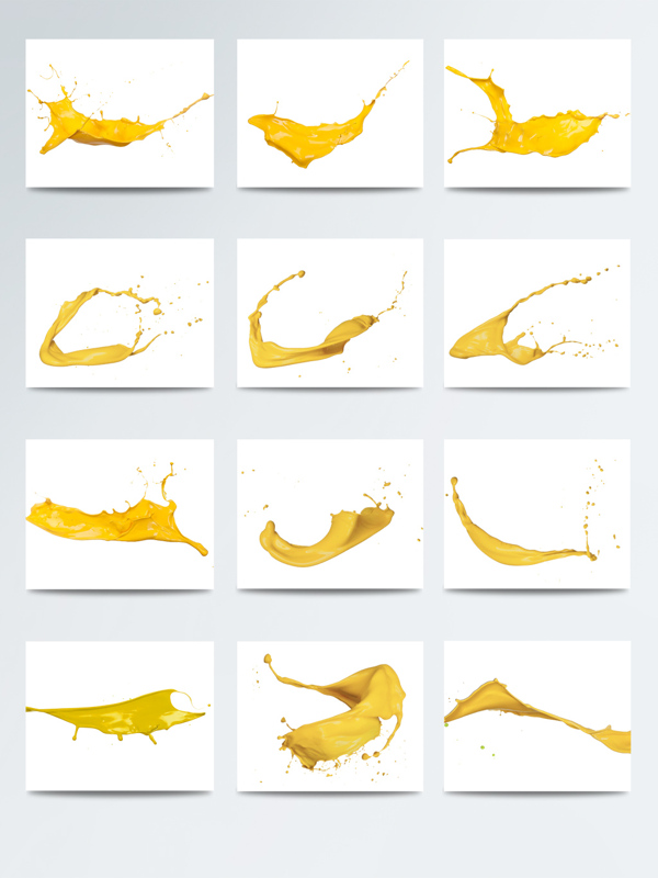 黄色油漆喷溅PNG效果图