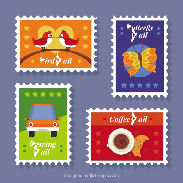 几个漂亮的彩色邮票图标