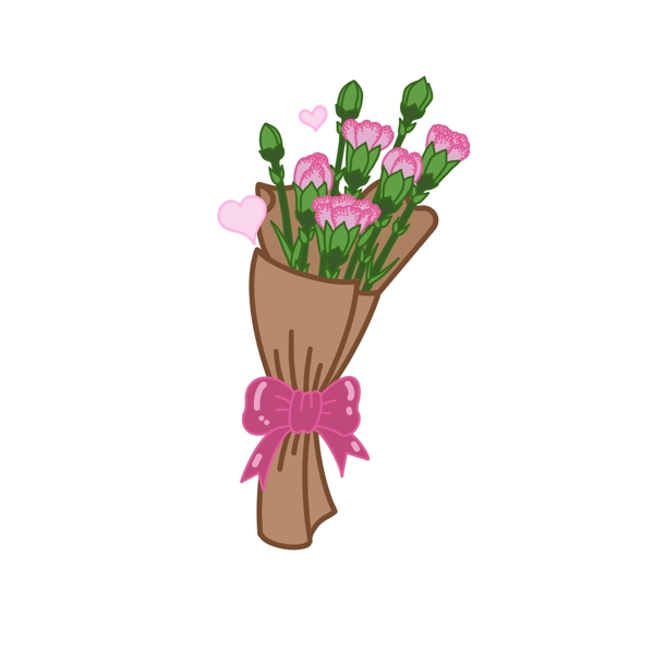 粉色康乃馨花束母亲节祝福素材