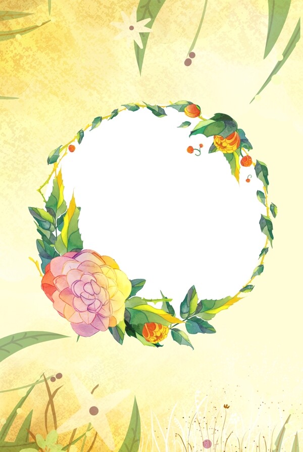创意简约花卉边框背景合成海报