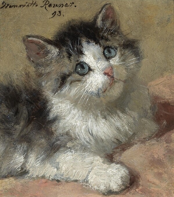 HenrietteRonnerKnipAnInquisitiveKitten1893畫家風景畫靜物油畫建筑油畫裝飾畫