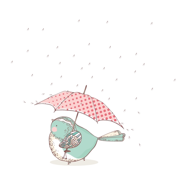 打着雨伞的小鸟