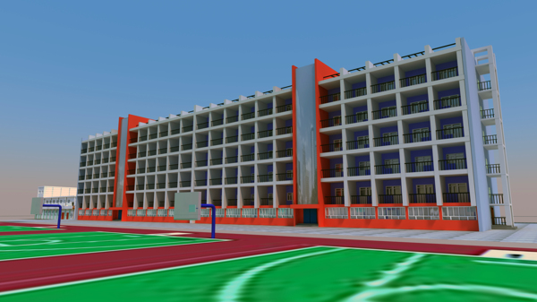 3d學(xué)校樓房效果圖