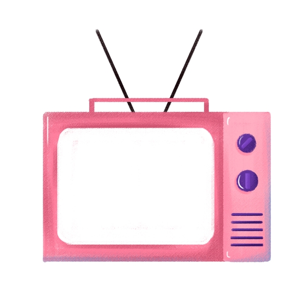 复古粉色的电视插画