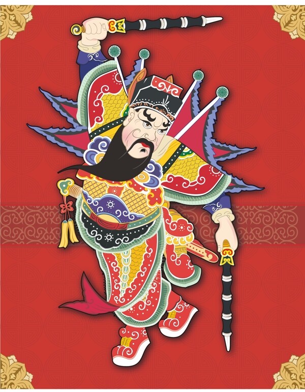 印花矢量圖民族色彩紅色黃色免費素材