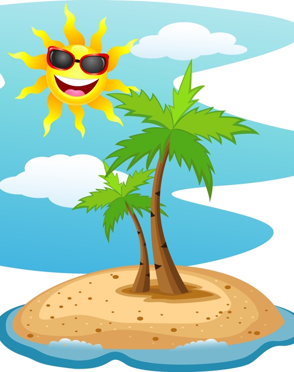 夏日太阳椰树海滩