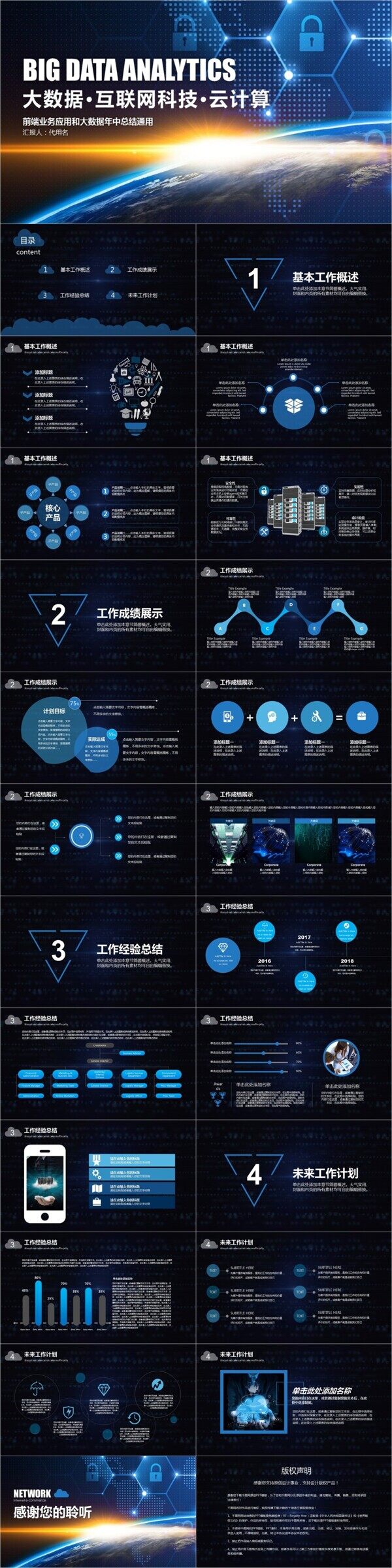 互聯(lián)網(wǎng)云計(jì)算大數(shù)據(jù)總結(jié)通用PPT模板