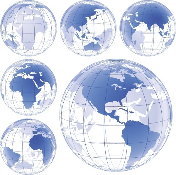 蓝色地球地图矢量图