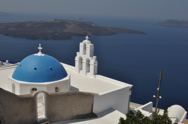 希腊蓝顶教堂图片