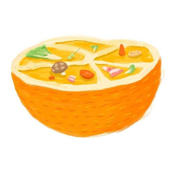半个橙子透明PNG免扣素材