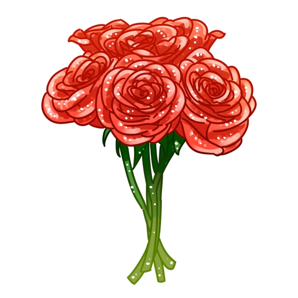 一捧红玫瑰花元素
