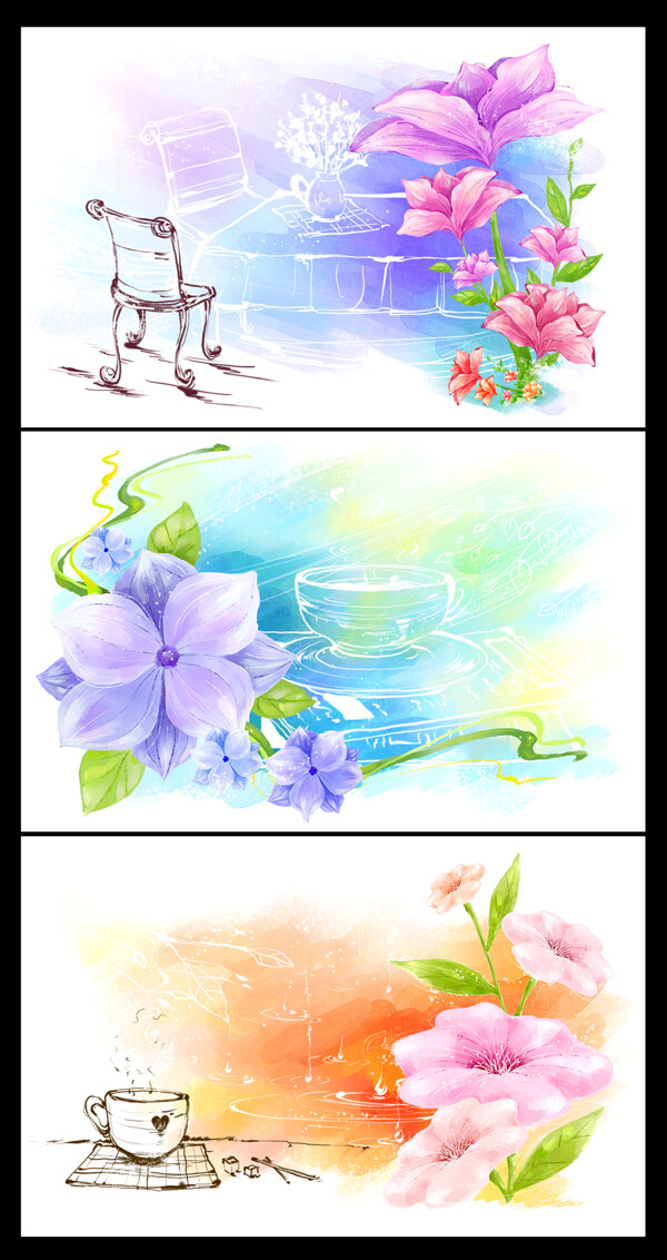 水彩花朵