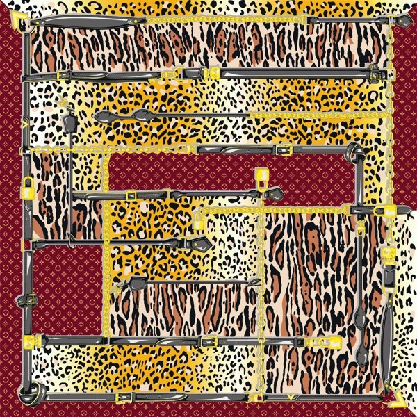 老虎豹纹方巾图片
