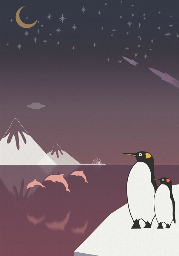 南极企鹅插画