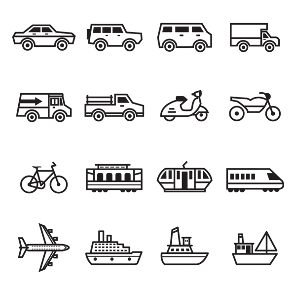 线性简约交通工具图标icon图片