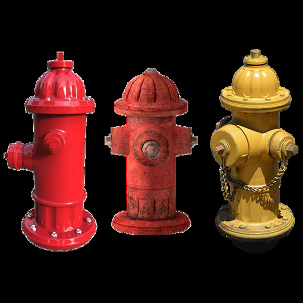 三种款式的消防栓免抠png透明图层素材
