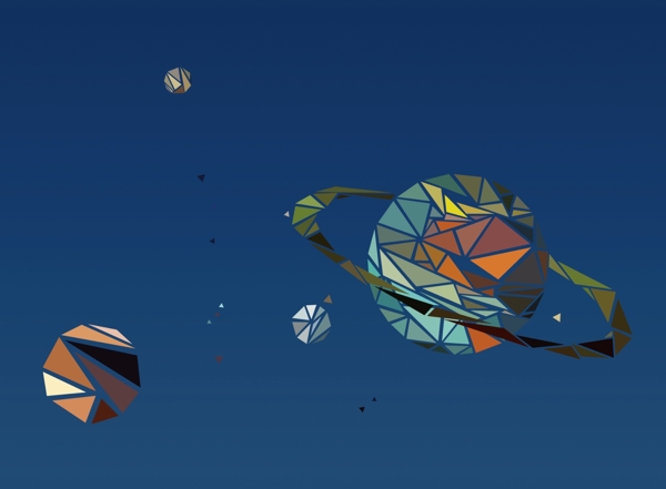 土星幾何拼貼抽象圖案