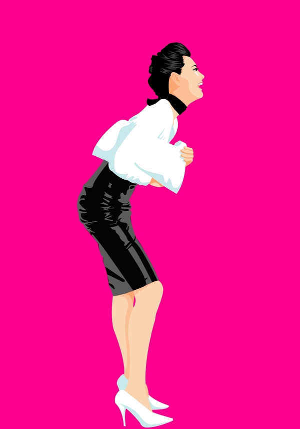 插畫(huà)時(shí)尚美女百態(tài)美女圖片