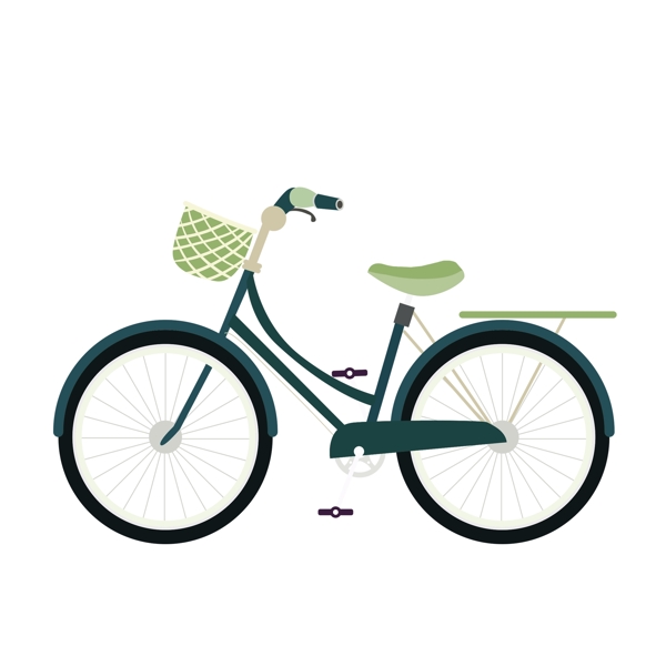 小清新一辆自行车插画设计可商用元素