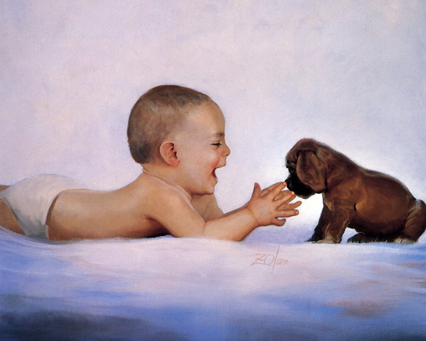 宝宝与狗狗图片