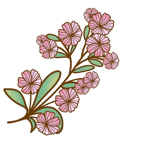 一枝粉色的鲜花插画可商用