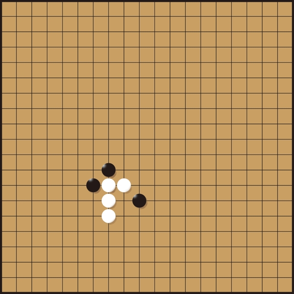 棋盤上的圍棋倒影