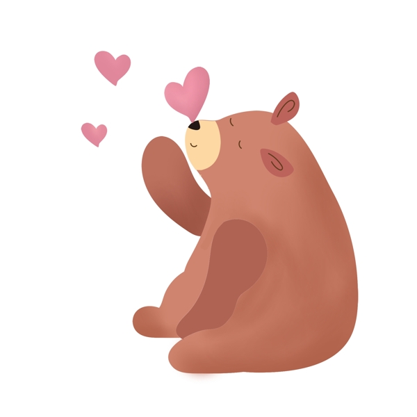 手绘情人节棕色小熊
