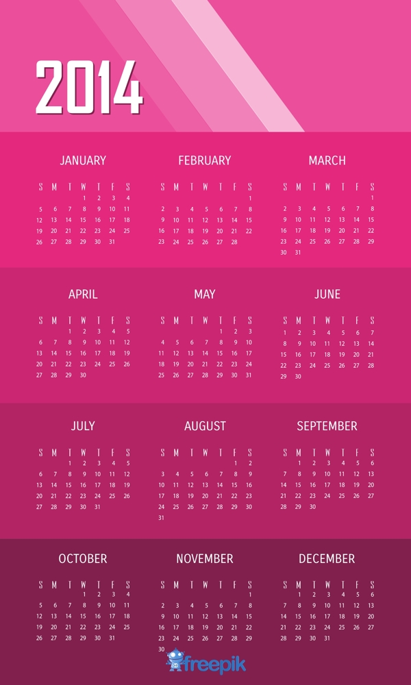 2014粉红色的日历