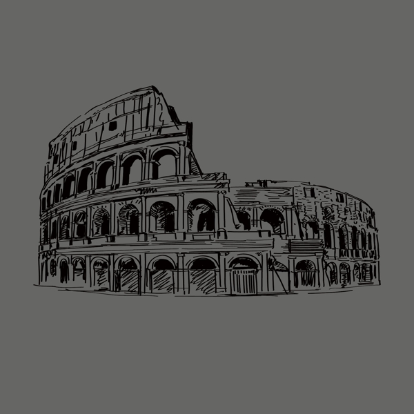 印花矢量图T恤图案建筑欧式建筑罗马角斗场免费素材