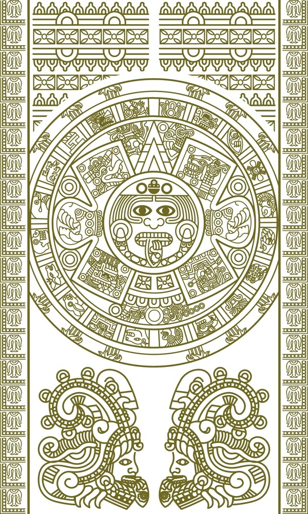 玛雅人的日历板矢量素材