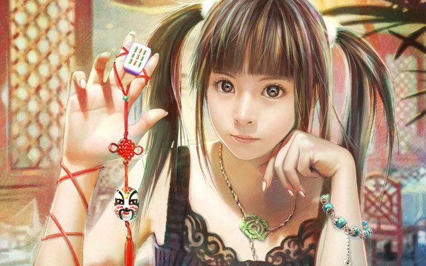 麻將美女圖片
