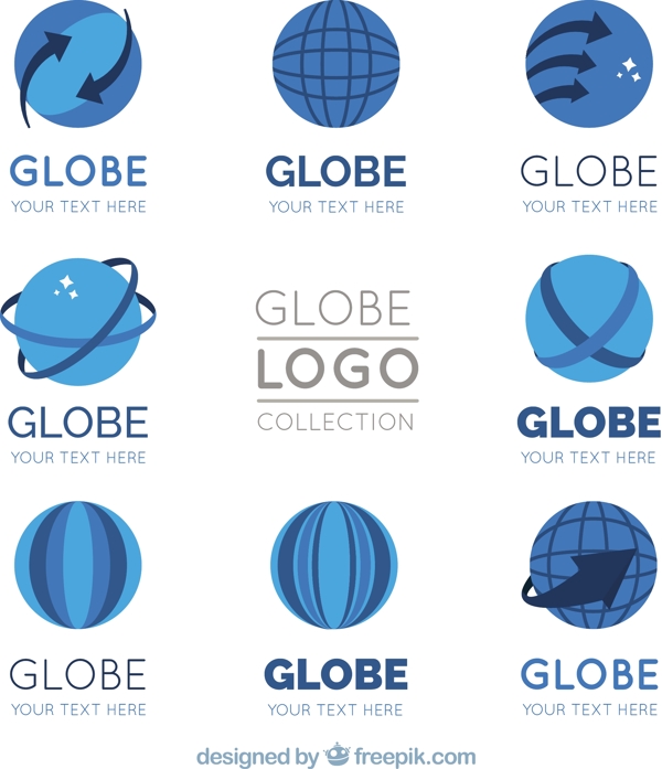 蓝色地球标志logo设计