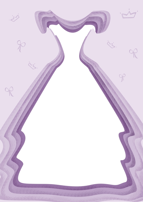 女王节紫色公主风连衣裙剪影边框免抠PNG高清素材