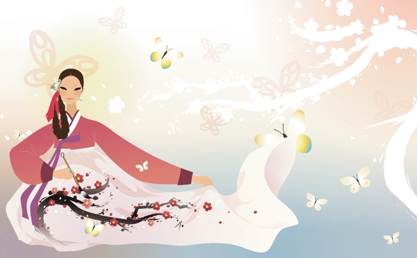 韓國女性矢量插畫素材