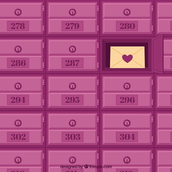 粉红色邮箱的背景与情书
