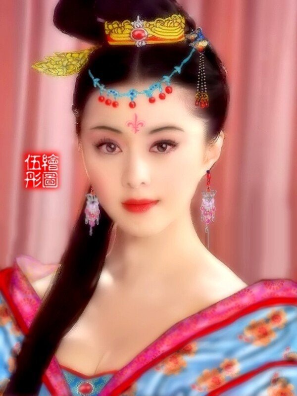 手繪美女貴妃圖片