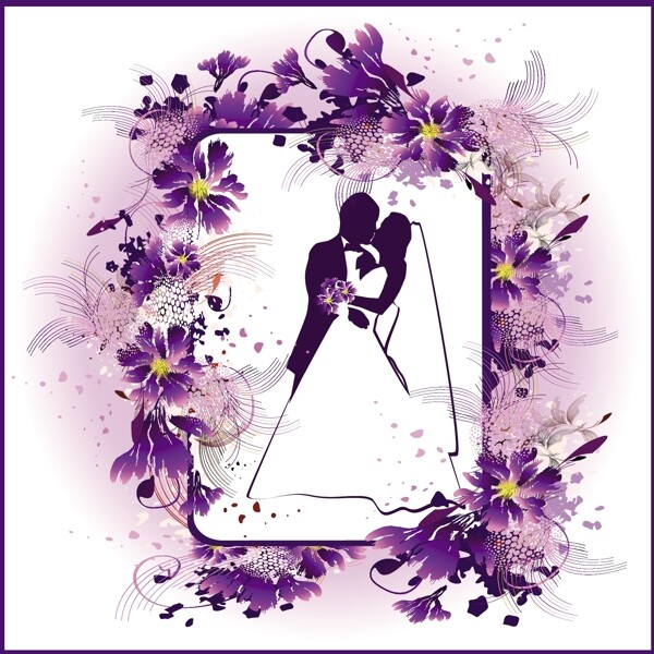 婚禮主題花邊矢量素材