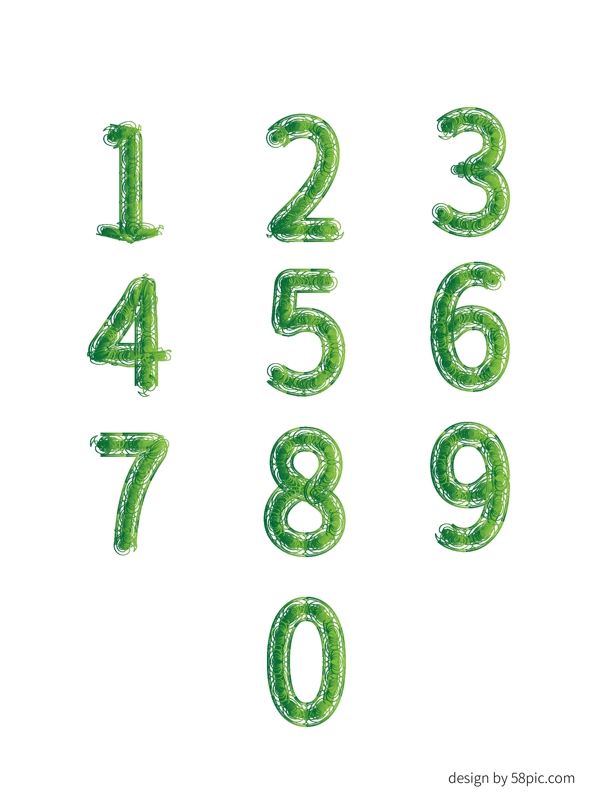 数字绿色藤曼渐变字体