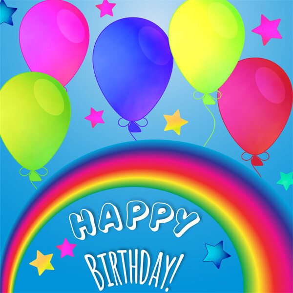 彩虹氣球生日卡片圖片