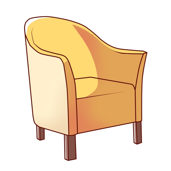 黄色的软包椅子插画