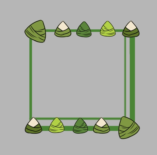 粽子綠色邊框插畫