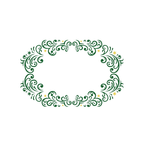 圣诞风星星绿色蔓藤欧式纹理边框