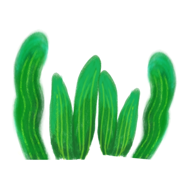 手绘绿色植物卡通透明素材