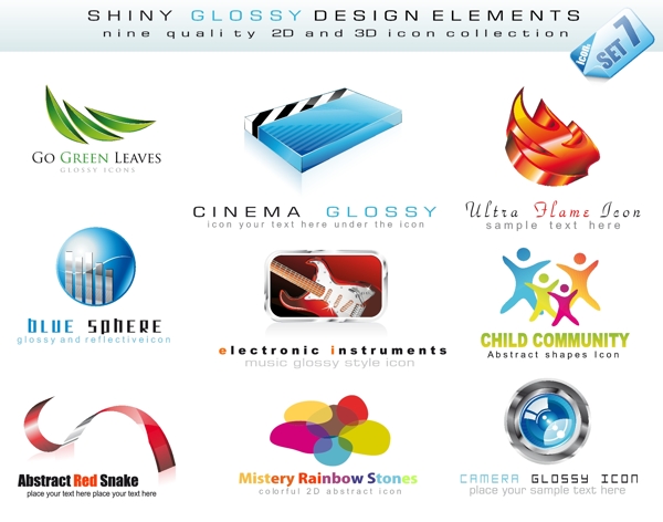 3D风格的logo模板矢量素材