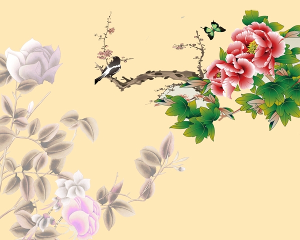 花素材背景墻