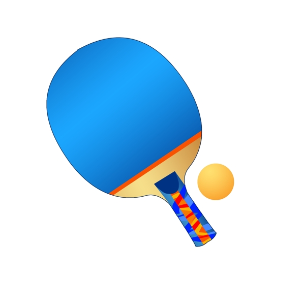 蓝色的乒乓球拍插画
