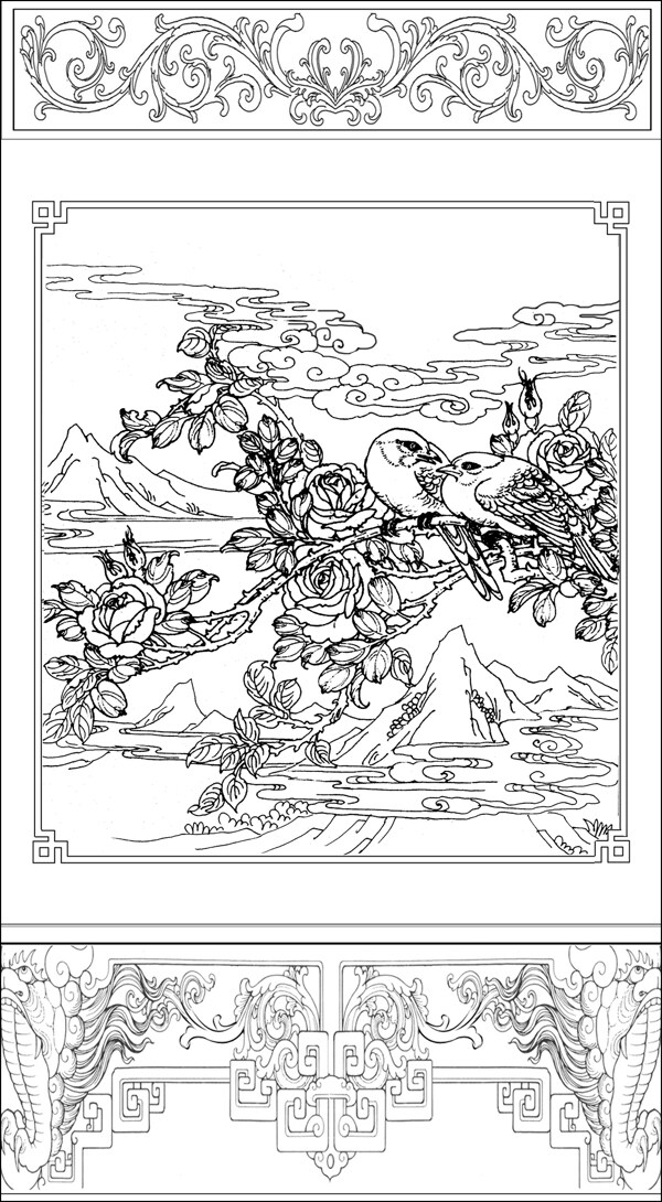 古式花鳥圖圖片