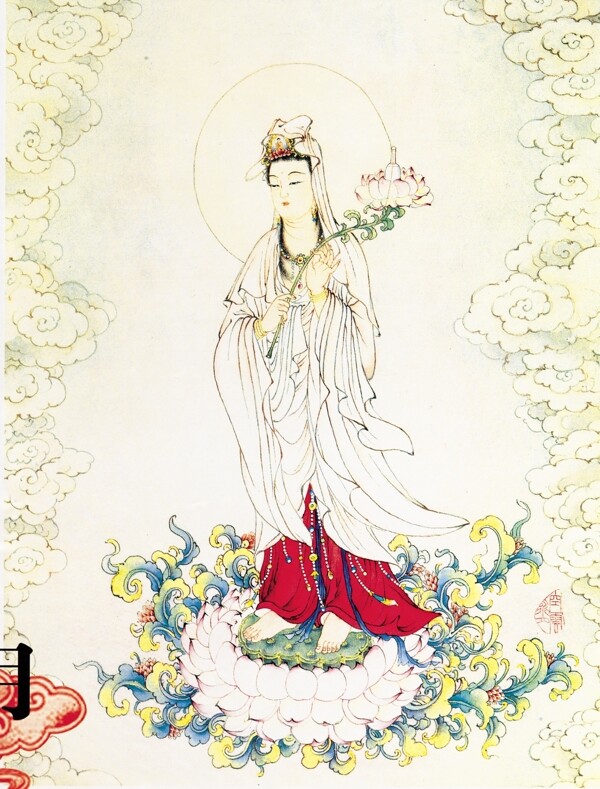 觀世音菩薩工筆畫(huà)圖片