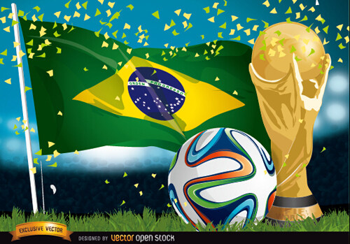 巴西2014足球锦标赛背景矢量01