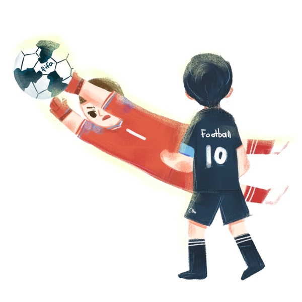男孩踢球插画人物元素